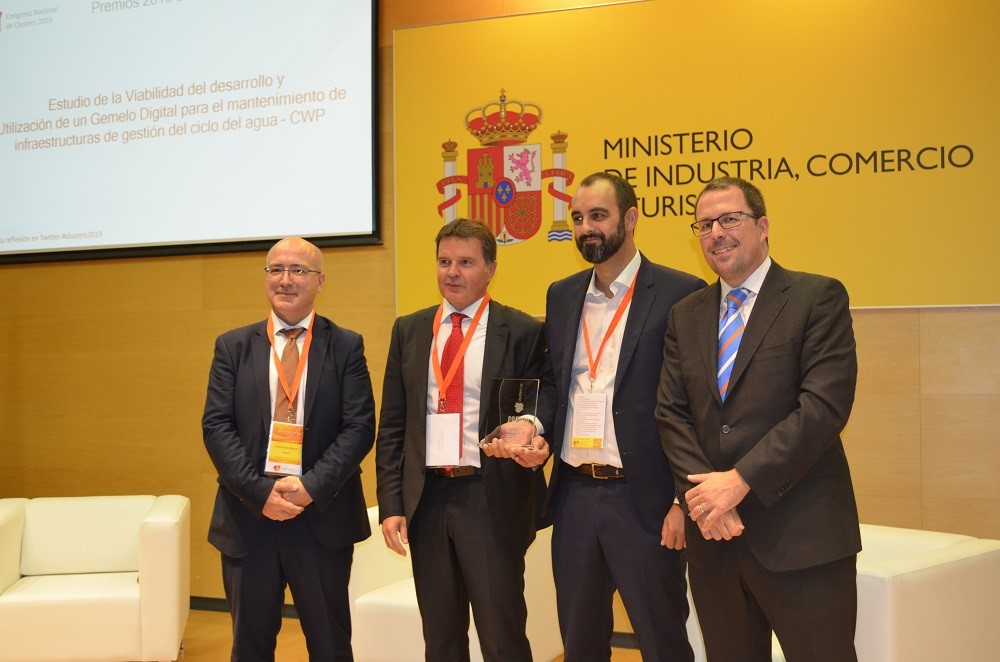 From left to right: Antonio Novo, President of Clusters.es; Tomás Iriondo, General Director of the GAIA Cluster; Xavier Amores, Catalan Water Partnership Manager; Raúl Blanco, Secretary General of Industry and SMEs - Mincotur