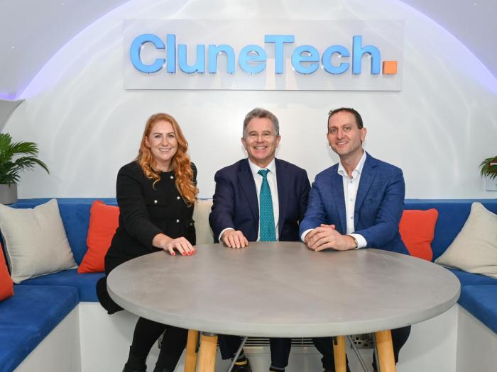 South_East_Financial_Services_Cluster_CluneTech - 1 Catriona Murphy Cluster Manager, Minister Sean Fleming and Terry Clune Founder and CEO of CluneTech
